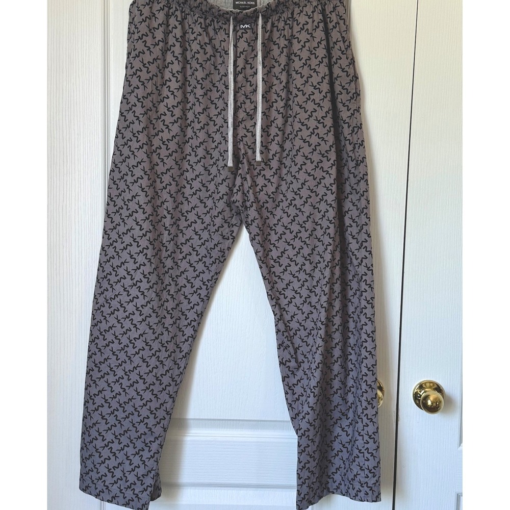 Michael Kors Logo Gray Drawstring  Pajama Lounge Pants Mens XL 100% Cotton